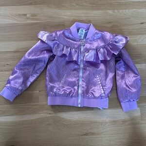 Disney frozen lavender satin jacket with ruffle detail size 5/6